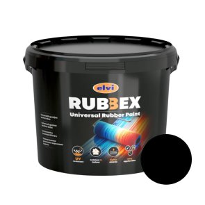 Elvi Rubbex Universālā gumijas akrila krāsa, melna RAL9004, 12kg