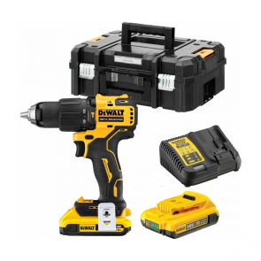 DeWalt XR Аккумуляторная ударная дрель-ударный шуруповерт, 18 В DeWalt Akumulatora triecienurbjmašīna-triecienskrūvgriezis 18V XR, kompakts (+2x2.0Ah, lādētājs, koferis) DCD709D2T-QW