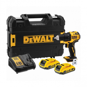 DeWalt Аккумуляторная дрель-шуруповерт, 18 В DeWalt Akumulatora urbjmašīna-skrūvgriezis 18V XR, kompakts (+2x2.0Ah, lādētājs, koferis) DCD708D2T-QW