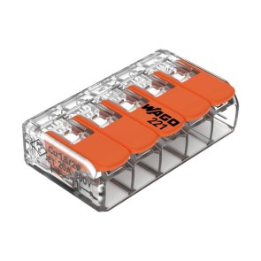 Wago 221 Universālās savienojuma klemmes 5-vietīgas, 0.2-4mm2, 32A/450V (5gab) 221-415