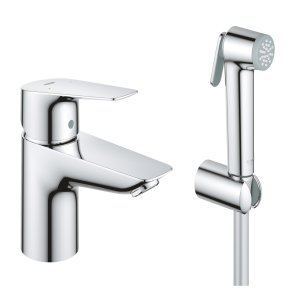 Grohe BauEdge S Vannas istabas izlietnes maisītājs, ar rokas dušu, hroms