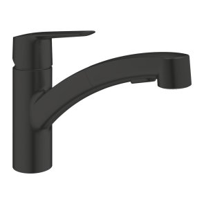 Grohe Start Virtuves izlietnes maisītājs ar izvelkamu dušu, 1/2 collas, matēts melns