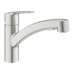 Grohe Start Смеситель для кухонной раковины с выдвижным душем , 1/2 collas, supersteel