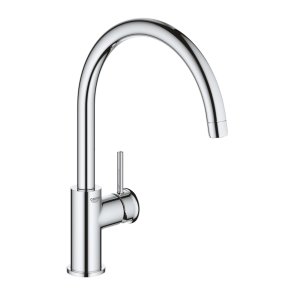 Grohe BauClassic Смеситель для кухонной раковины, С-образный излив , 1/2 collas, hroms