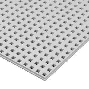 Knauf Cleaneo UFF 8/18 Q Perforēta ģipša plāksne skaņas absorbcijai, 12.5x1188x1998mm, 2.373m2, balts audums